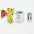 Outdoor waterproof luminous guy line tent rope set with battery box and remote control. - Yellow Rope - Battery Box Version / 3m 30 LEDs