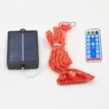 Cuerda de tienda LED solar con panel solar control remoto impermeable luz de camping - Cuerda roja - versión solar