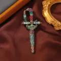 Vintage sword brooch for women rhinestone crystal dagger pin retro court style jacket coat corsage accessory - Western Saber Brooches - Colorful