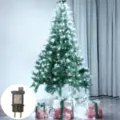 LED Christmas tree string lights with power adapter, green wire holiday decor variant. - White EU Plug Transformer