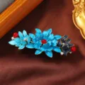 Retro Palast Stil blaue Emaille Blume Feder Haarklammer mit eleganten Perlen und Perlen - Emaille Blume Göttin Stil 6