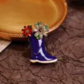 Vintage blue rain boot brooch with sparkling crystals and colorful floral design. Elegant style. - Blue Flower Rain Boot Style