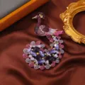 Retro crystal peacock brooch pin for women winter sweater accessories exquisite fashion jewelry - Purple