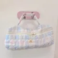 Borsa di custodia trapuntata a quadri per strumenti per capelli e asciugacapelli. - Quadri Blu Chiaro