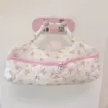 Graziosa borsa trapuntata con fiori per arricciacapelli organizer portatile per styling capelli rosa - Fiore Rosa