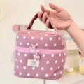Roze stip cosmetische tas draagbare reizen make-up opslag schattige toilettas organisator - Draagbaar Cilindrisch / Roze Stip