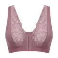 Women's front closure lace bralette, seamless wireless vest bra in mauve, sexy V-neck daily wear. - S / Tops / Dried Rose