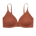 Plus size wireless front closure bra, deep V seamless push up comfort underwear for women. - Skin Coffee