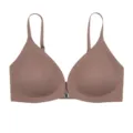 Plus size wireless front buckle bra for women, deep V seamless push up comfortable underwear. - S / Milk Coffee