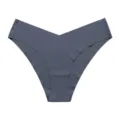 Culotte sans couture en soie glacée femme taille en V gris foncé slip respirant confortable - S / Bleu foncé