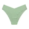 Culotte sans coutures vert clair pour femme, slip taille V en soie glacée avec entrejambe coton. - S / Vert Herbe