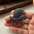 Vintage rhinestone peace dove bird brooch elegant crystal lapel pin women winter coat accessory - Blue