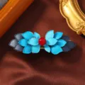 Retro Hofstil Imitation blaue Feder Haarklammer Chinesischer Stil Haar-Accessoire Alltag - Emaille Pfauenschwanz-Clip