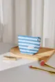 Bolsa de maquillaje a rayas azules, neceser cosmético portátil con cremallera y abalorio floral. - S / Rayas Azules