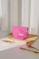 Bolsa cosmetica de rayas rosas gran capacidad bolso de almacenamiento de maquillaje. - S / Rosa intenso