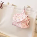 Pink cherry heart print mini canvas backpack pendant cute coin purse storage bag for travel - Pink Heart