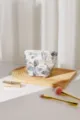 Elegant gold jacquard cosmetic bag with zipper, portable makeup storage pouch for women. - S / Blue