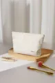 Bolsa de maquillaje a rayas gran capacidad estuche portátil para almacenamiento cosmético. - L / Rayas Blancas