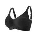 Sujetador negro sin aro ni costuras, tirantes ajustables, lencería cómoda y suave. - S / Tops / Negro