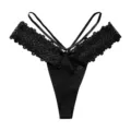 Tanga in pizzo nero donna sexy vita bassa cinturino slip intimo abbigliamento articolo - Taglia S / Nero