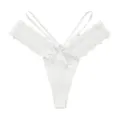 Tanga perizoma in pizzo bianco da donna, sottoveste sexy a doppia bretella a V. - Taglia S / Bianco