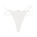 Women sexy white thong double strap low rise briefs seamless breathable underwear variant. - S / White