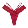 Tanga in pizzo rosso da donna, perizoma sexy a vita bassa con sottili cinturini, intimo estivo. - Taglia S / Rosso Vivo