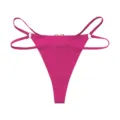 Sexy pink double-strap thong for women, seamless ice silk breathable erotic underwear. - S / Magenta