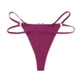 Sexy women purple double strap thong with metal rings low rise string underwear panty - Dark Purple