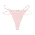 Sexy women pink double strap thong seamless ice silk breathable summer low rise panties - Pink