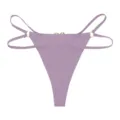 Women's sexy ice silk breathable low-rise double-strap thong underwear with metal rings. - Taro Purple