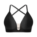 Black U-shape backless bra for women, thin cross-strap underwear, comfortable daily wear. - S / Black