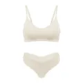 Bequemes nahtloses BH und Slip Lingerie Set in Beige, Alltagsunterwäsche, Größe S. - S / Weißer Aprikose