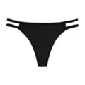 Women sexy low waist double strap thong breathable quick dry athletic underwear black - Black
