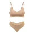Nahtloses BH- und Panty-Set in Nude, dünner V-Ausschnitt Damen Unterwäsche Set. - S / Hautfarben