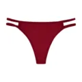 Women sexy low waist thong underwear, solid burgundy double thin strap breathable panty. - Oxblood Red