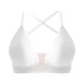 Comfortable white wireless push up bra with deep v neck and cross back straps for women - S / White