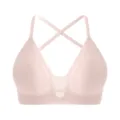 Women's deep V seamless wireless bra, push up padded intimates with cross back straps. - S / Peach Pink