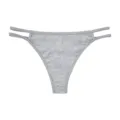 Women low rise double strap thong breathable comfortable fitness underwear gray panty - S / Light Heather Grey