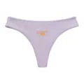 Women ribbed low rise thong cute lemon embroidery purple seamless cotton crotch thong underwear - S / Violet