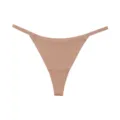 Seamless nude ice silk thongs for women, ultra-thin breathable yoga sports string panty. - S / Apricot Nude
