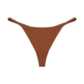 Seamless women thong underwear, solid brown color, sexy thin side straps ice silk fabric variant. - S / Orange Red