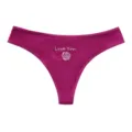 Pink ribbed low waist thong with cute rose embroidery, comfortable seamless women panty. - S / Orchid Purple