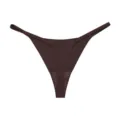 Women seamless thin strap low rise thong breathable quick dry ice silk underwear sexy - Dark Brown