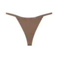 Seamless brown thong for women, comfortable thin strap underwear for daily yoga and fitness. - Milk Coffee