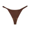 Brown seamless thin-strap low-waist sexy thong, ice-silk breathable underwear variant - Dark Coffee