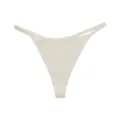 Seamless ice silk thong for women, sexy low rise string panties for yoga and summer daily wear. - S / White Apricot