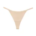Seamless Thong Panties for Women Sexy Ice Silk Thin Strap G-String Athletic Yoga Briefs Nude - Nude