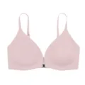 Women's seamless front closure push up bra pink thin strap comfortable daily wear underwear - Coral Pink