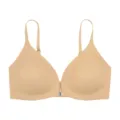 Seamless front buckle bra in skin color, comfortable wireless design with thin straps. - S / Beige